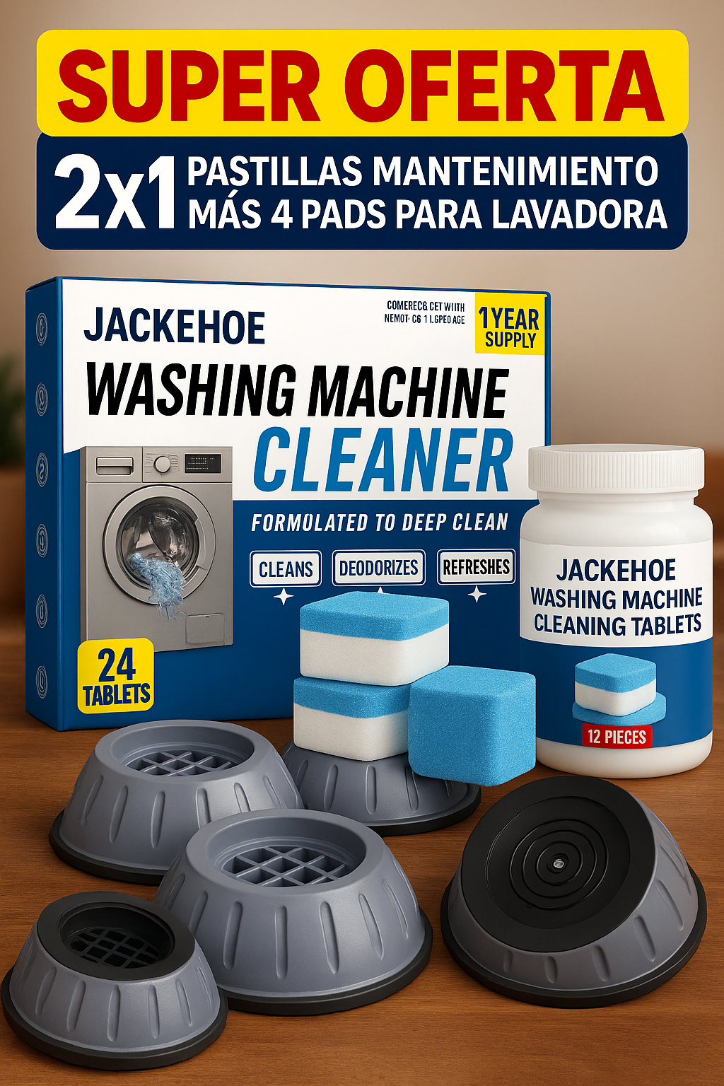 🔥2x1 PASTILLAS MANTENIMIENTO LAVADORA + MÁS 4 PADS ALTA GAMA DE REGALO🔥⚪PASTILLAS MANTENIMIENTO EXPRESS PREMIUM🧼